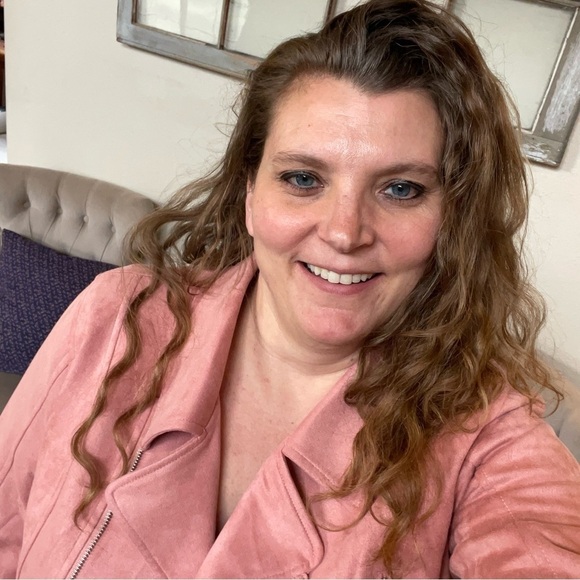 Ampersand moto jacket vegan Suede 2Xl blush pink - Picture 1 of 6